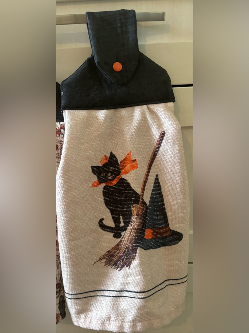 Festive Black Cat Halloween hand made Kitchen Towel
